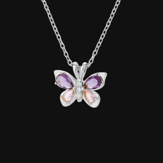 SILVER BUTTERFLY ICE NECKLACE